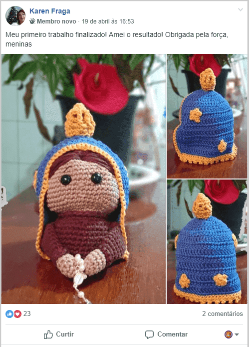Amigurumi de Nossa Senhora da Aparecida.